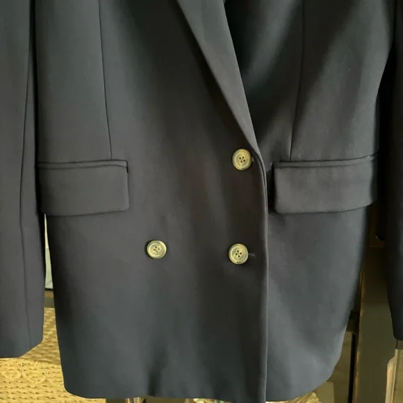 Something Navy Danielle Blazer Jacket Double Breasted Suit Coat Ponte Blue M - Picture 7 of 15